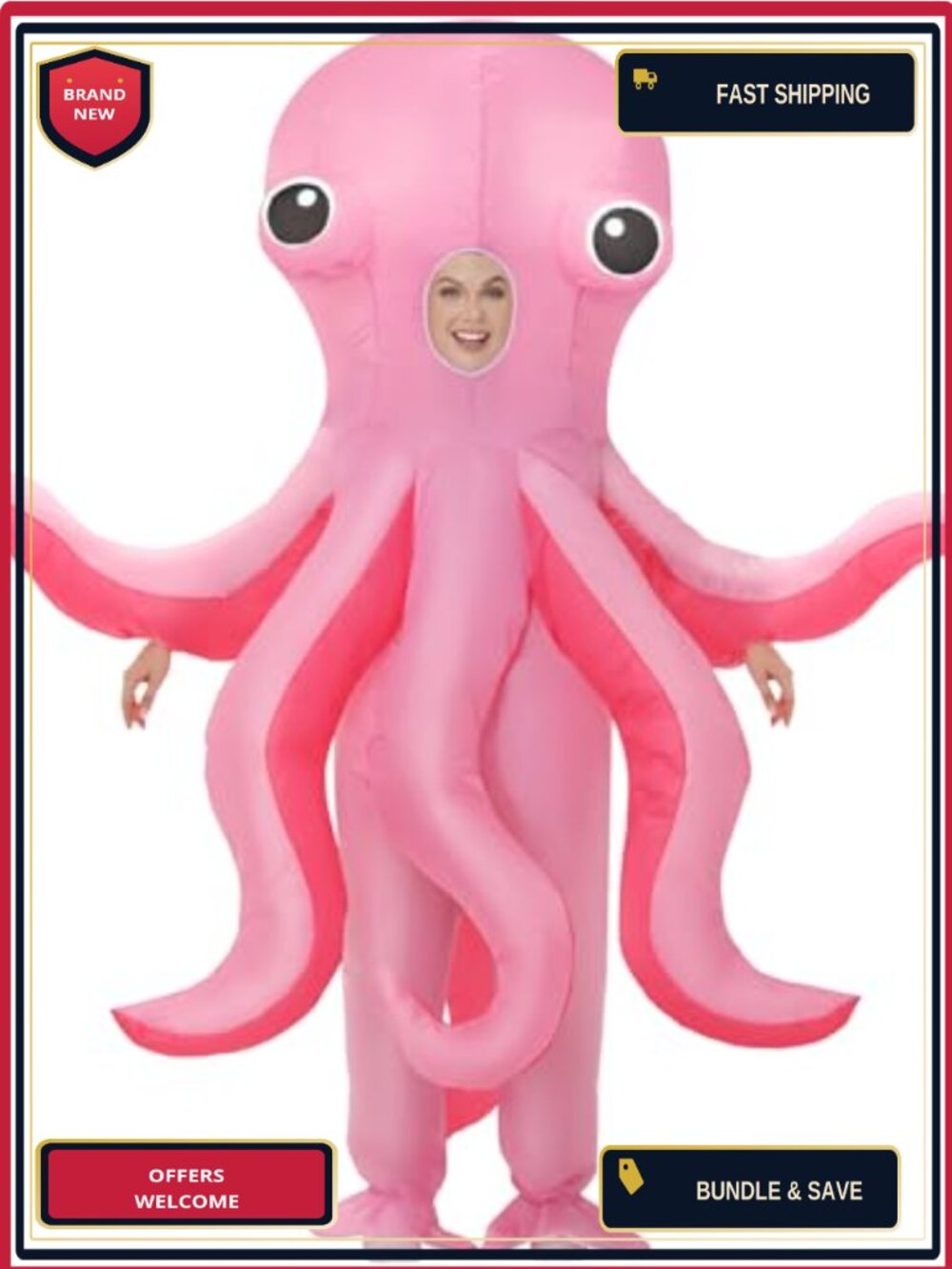 Adult Inflatable Octopus Costume 100% Polyester Funny Blow Up Halloween Cosplay